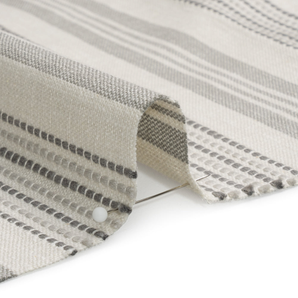 Cotton and Polyester Woven - Stone Tactile Stripes - British Imported Detail