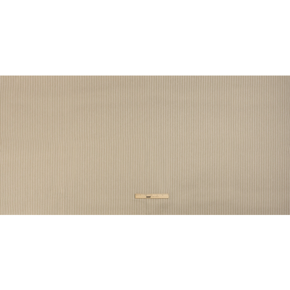 Cotton and Polyester Woven - Fawn Tactile Chalk Stripes - British Imported Full
