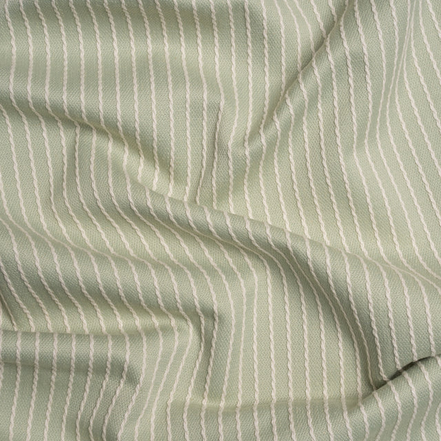 Cotton and Polyester Woven - Sage Tactile Chalk Stripes - British Imported