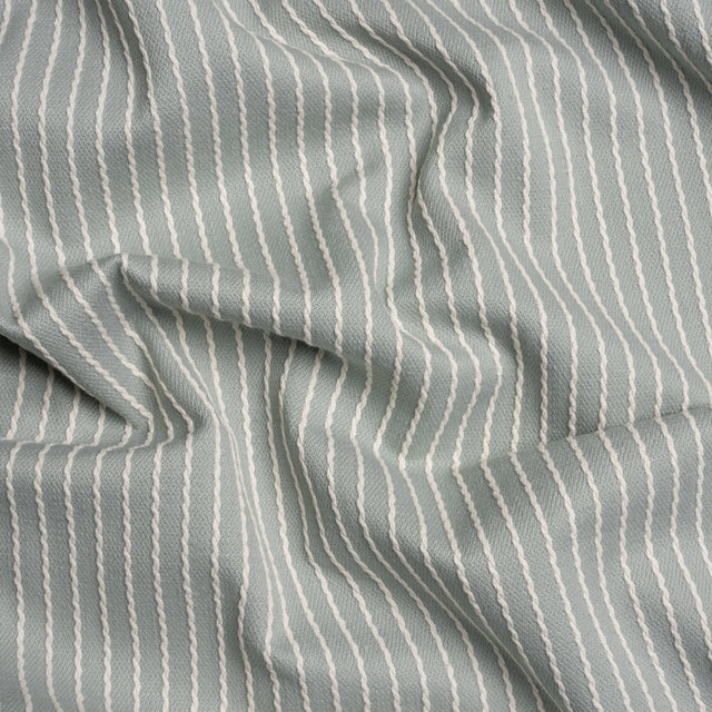 Cotton and Polyester Woven - Seafoam Tactile Chalk Stripes - British Imported