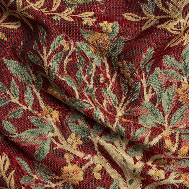 Drapery Jacquard - Merlot Pheasants in the Orchard - British Imported