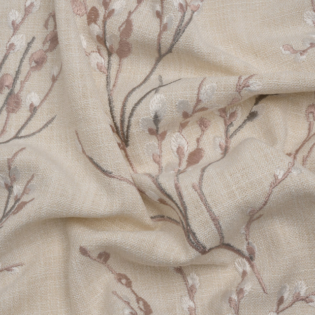 Embroidered Drapery Woven - Blush Prairie Willow - British Imported