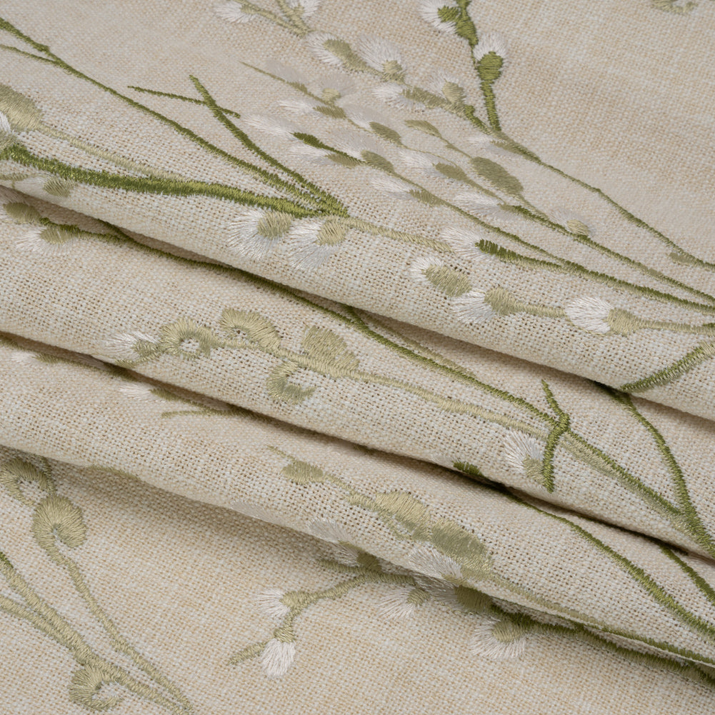 Embroidered Drapery Woven - Hedgerow Prairie Willow - British Imported Folded