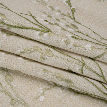 Embroidered Drapery Woven - Hedgerow Prairie Willow - British Imported Folded