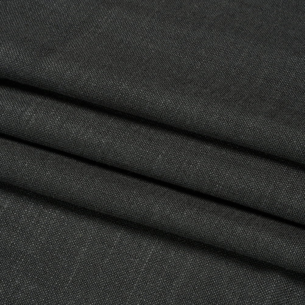 Linen, Viscose and Polyester Woven - Charcoal - British Imported Folded