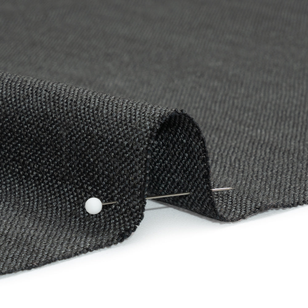 Linen, Viscose and Polyester Woven - Charcoal - British Imported Detail