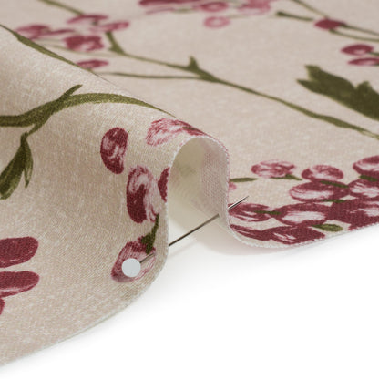 Cotton Canvas Print - Cranberry Berry Stems - British Imported Detail