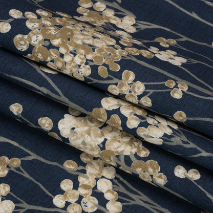 Cotton Canvas Print - Ink Berry Stems - British Imported Folded