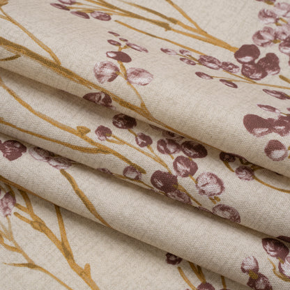 Cotton Canvas Print - Mulberry Berry Stems - British Imported Folded