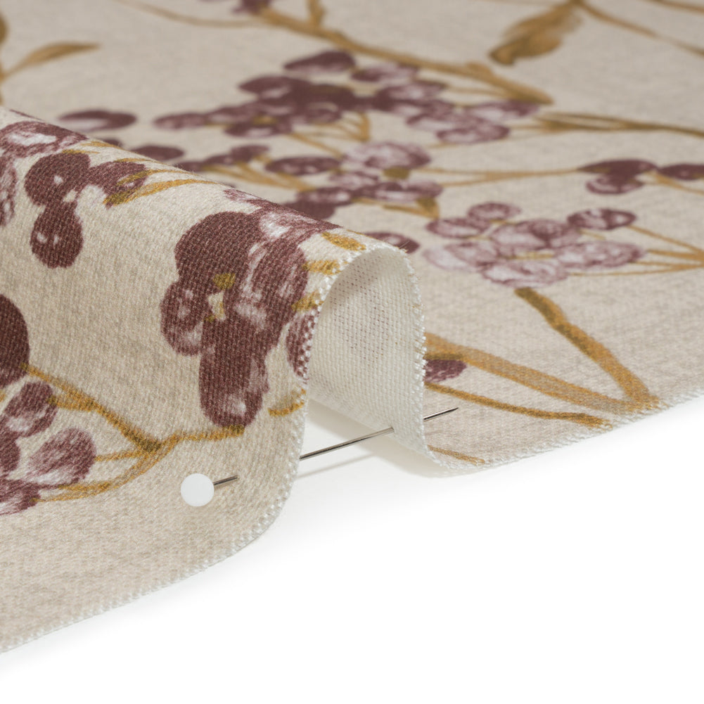 Cotton Canvas Print - Mulberry Berry Stems - British Imported Detail