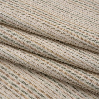 Polyester and Cotton Twill - Moss Barcode Stripes - British Imported Folded