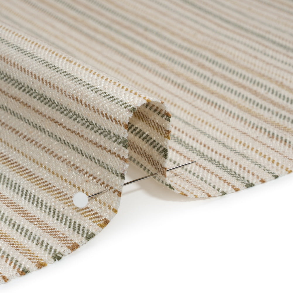 Polyester and Cotton Twill - Moss Barcode Stripes - British Imported Detail