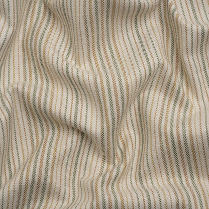 Polyester and Cotton Twill - Moss Barcode Stripes - British Imported
