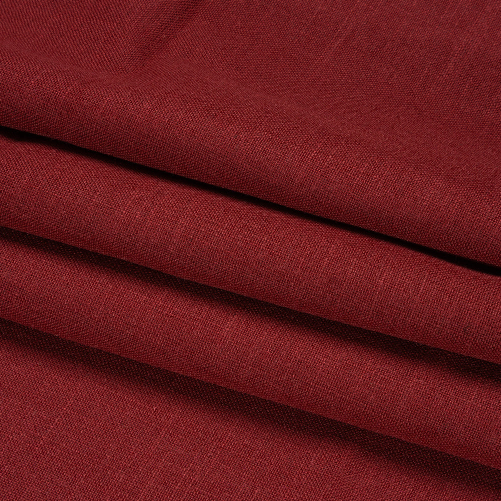 Linen, Viscose and Polyester Woven - Dark Cranberry - British Imported Folded
