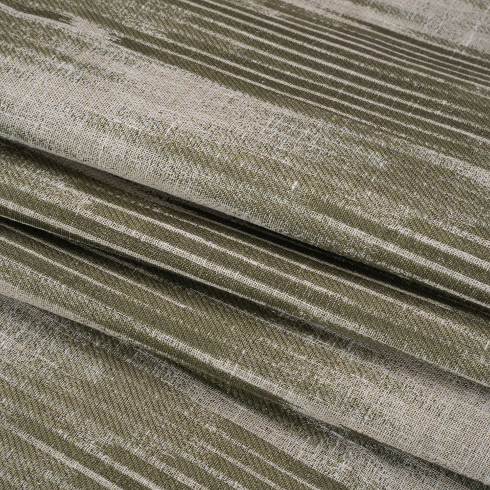 Drapery Jacquard - Moss Ikat Stripes - British Imported Folded