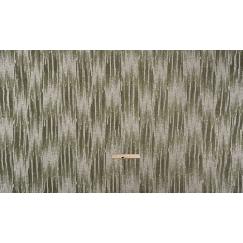 Drapery Jacquard - Moss Ikat Stripes - British Imported Full
