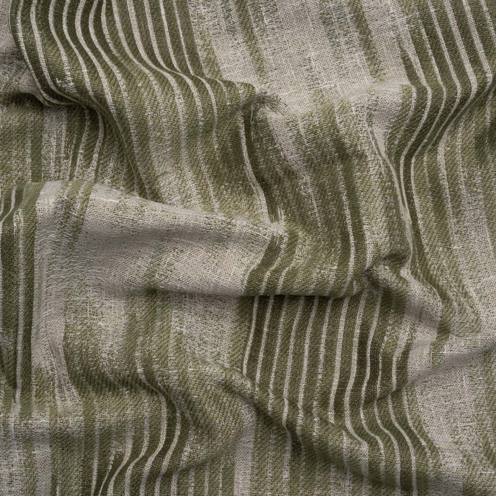 Drapery Jacquard - Moss Ikat Stripes - British Imported
