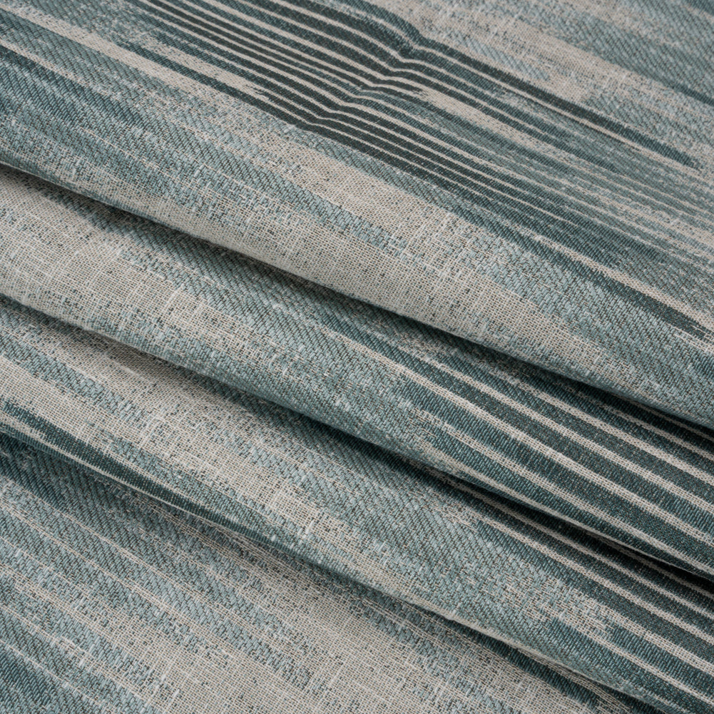 Drapery Jacquard - Peacock Ikat Stripes - British Imported Folded
