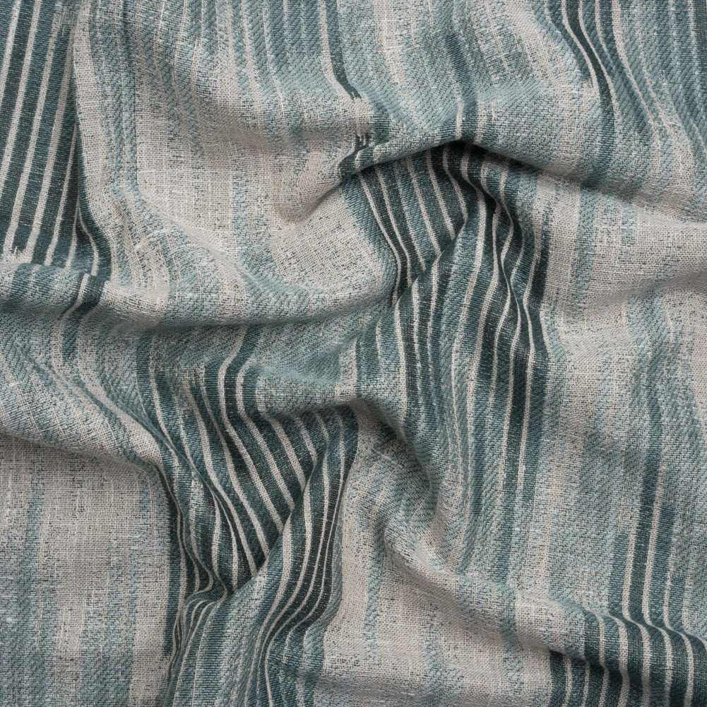 Drapery Jacquard - Peacock Ikat Stripes - British Imported