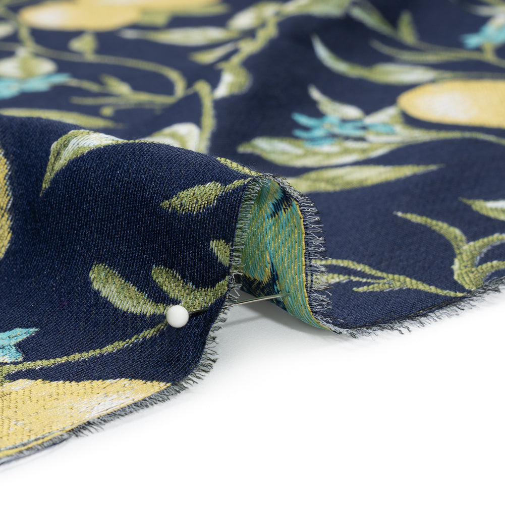 Drapery Jacquard - Ink Lemon Trees - British Imported Detail