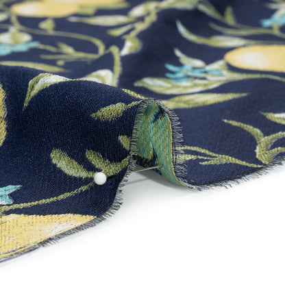 Drapery Jacquard - Ink Lemon Trees - British Imported Detail