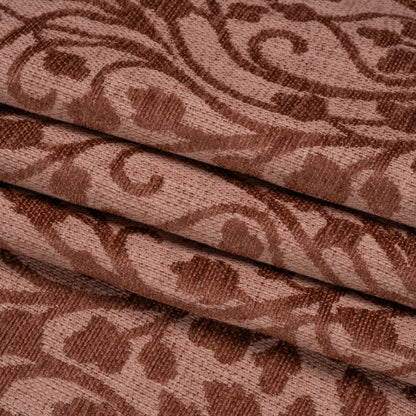 Drapery Chenille Jacquard - Rosewood Leafy Vines - British Imported Folded