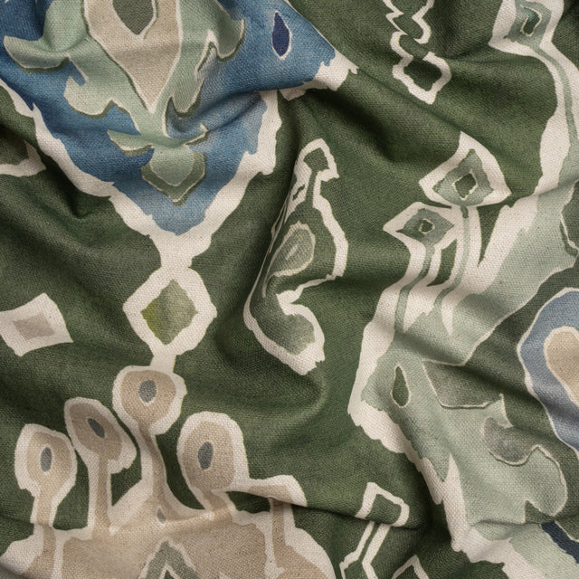 Cotton and Linen Canvas Print - Olive Painted Diamonds - British Imported