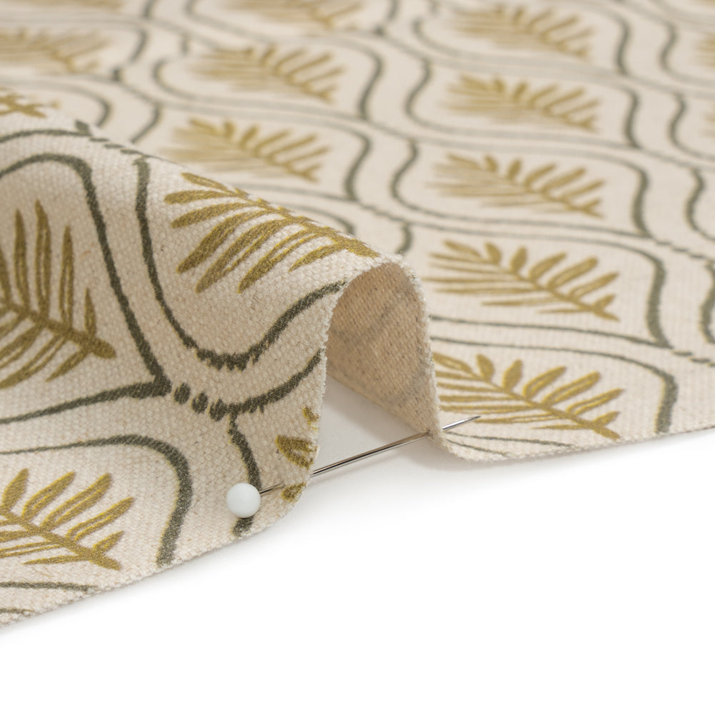 Cotton and Linen Canvas Print - Gold Leaf Motif - British Imported Detail