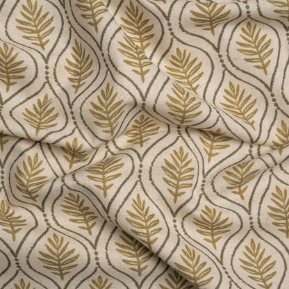 Cotton and Linen Canvas Print - Gold Leaf Motif - British Imported
