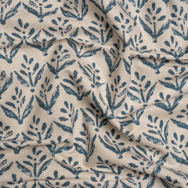 Cotton and Linen Canvas Print - Midnight Simple Flowers - British Imported