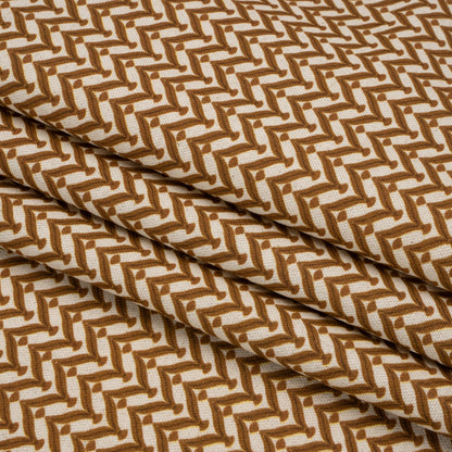Cotton and Linen Canvas Print - Bronze Leafy Chevrons - British Imported Folded