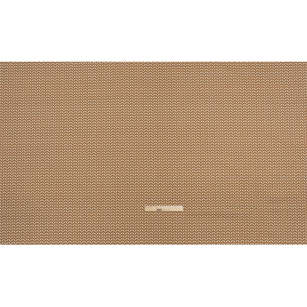 Cotton and Linen Canvas Print - Bronze Leafy Chevrons - British Imported Full