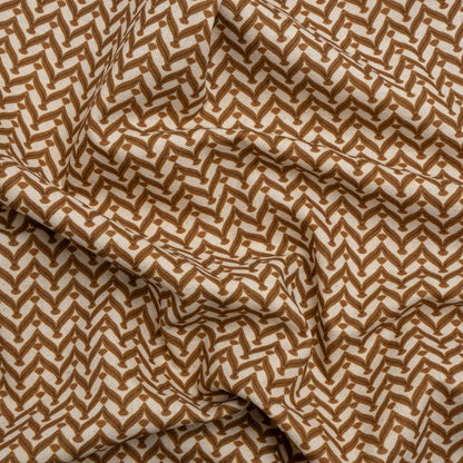 Cotton and Linen Canvas Print - Bronze Leafy Chevrons - British Imported