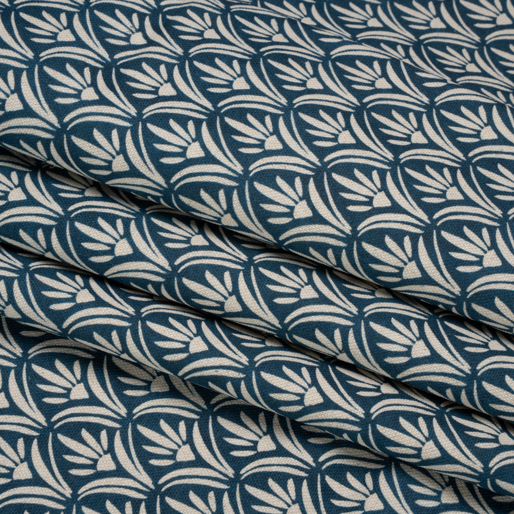 Cotton and Linen Canvas Print - Midnight Floral Arches - British Imported Folded