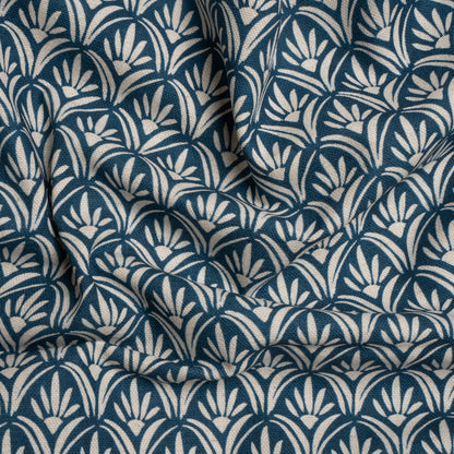 Cotton and Linen Canvas Print - Midnight Floral Arches - British Imported