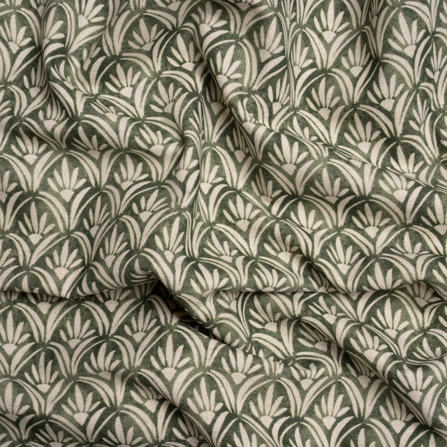 Cotton and Linen Canvas Print - Olive Floral Arches - British Imported