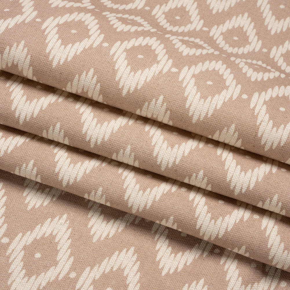 Cotton and Linen Canvas Print - Rose Diamonds and Dots - British Imported Folded