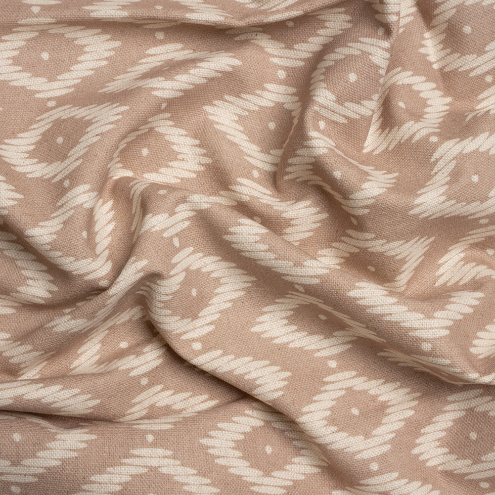 Cotton and Linen Canvas Print - Rose Diamonds and Dots - British Imported