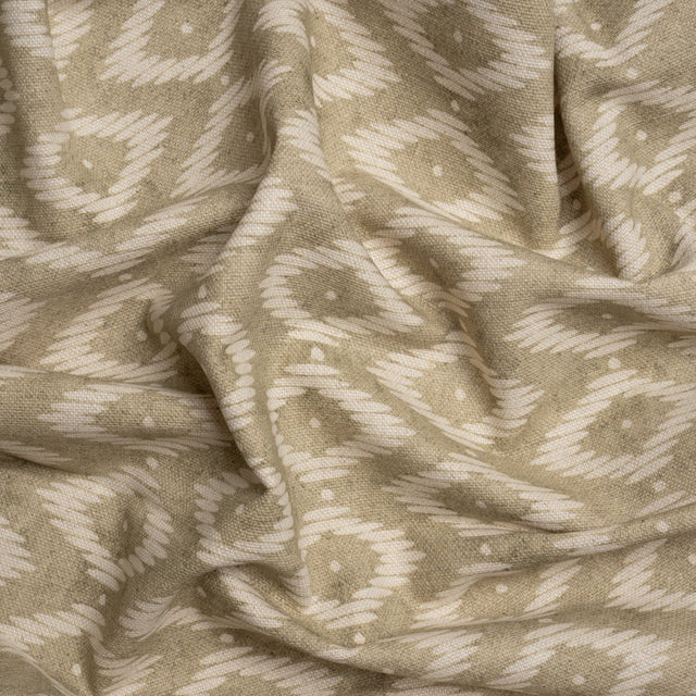 Cotton and Linen Canvas Print - Sand Diamonds and Dots - British Imported