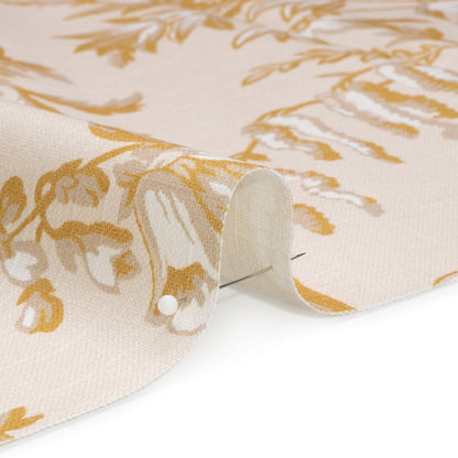 Cotton Canvas Print - Ochre Floral Bouquets - British Imported Detail