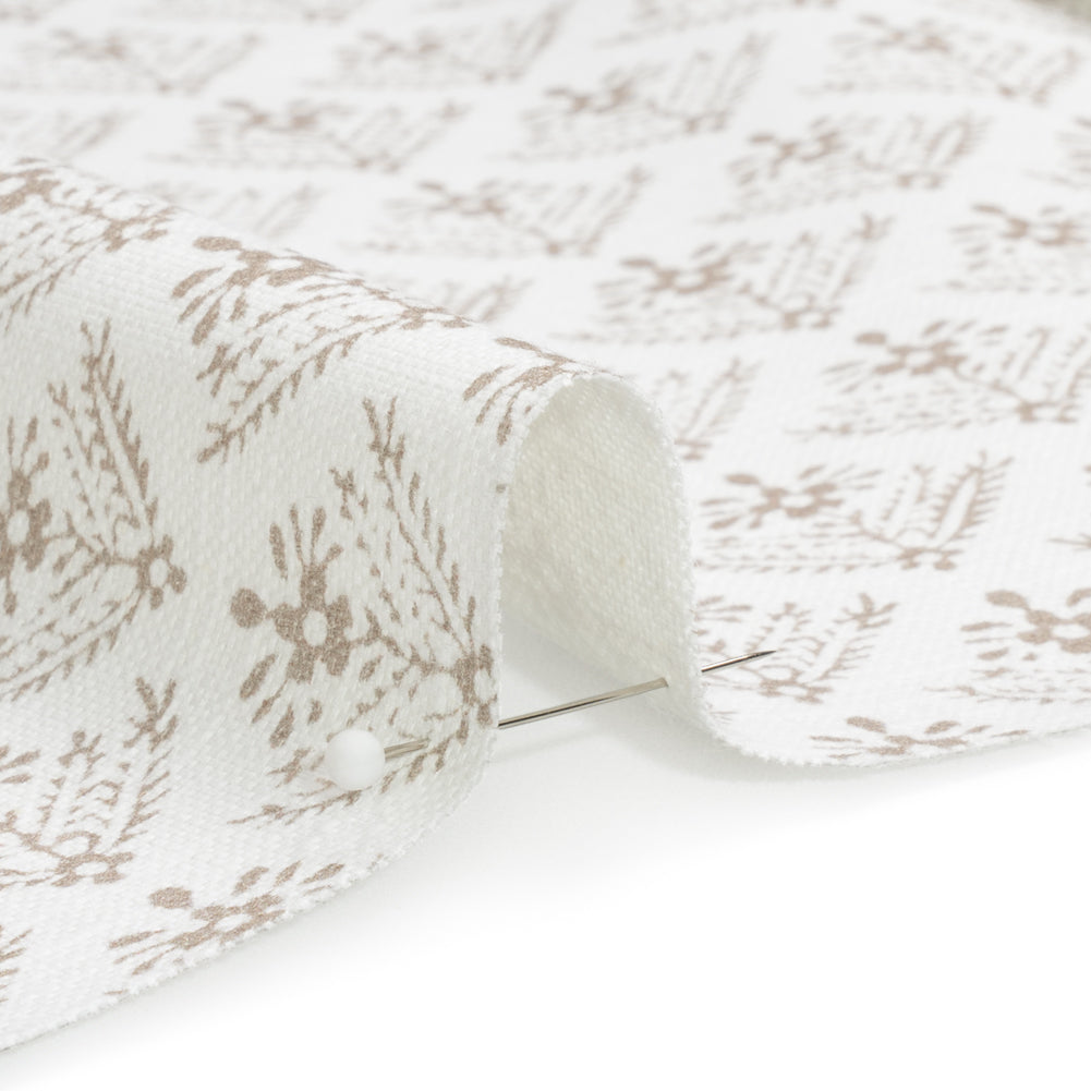 Cotton Canvas Print - Dark Dove Grey Flowering Ferns - British Imported Detail