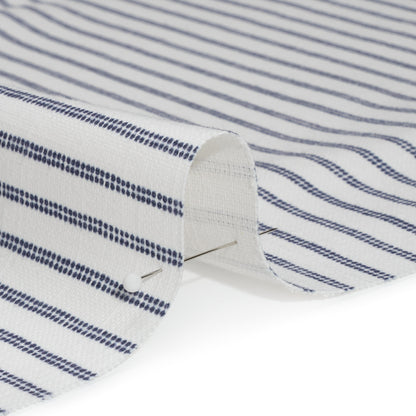 Slubbed Cotton Canvas Print - French Navy Candy Striped - British Imported Detail