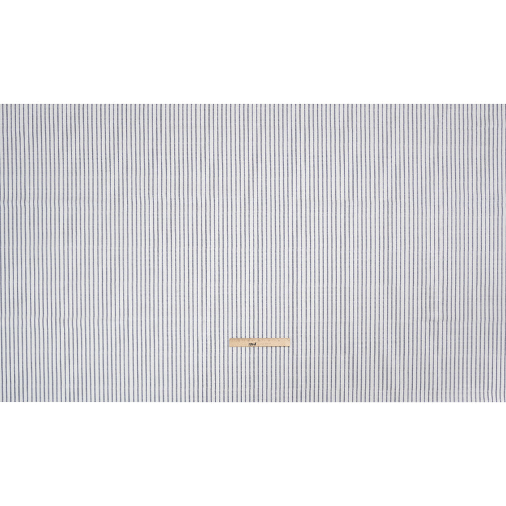 Slubbed Cotton Canvas Print - French Navy Candy Striped - British Imported Full