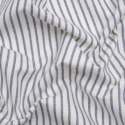 Slubbed Cotton Canvas Print - French Navy Candy Striped - British Imported