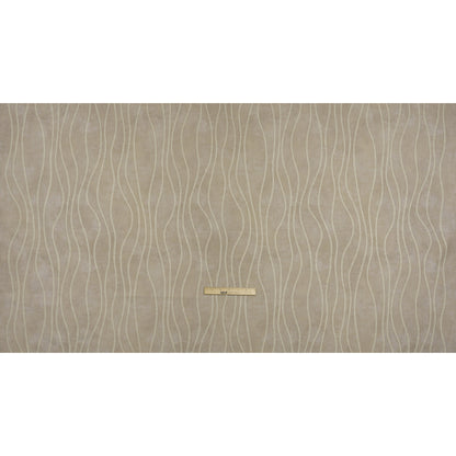 Embroidered Linen-Look Polyester Drapery Woven - Otter Leafy Wavy Lines and Watercolor Texture - British Imported