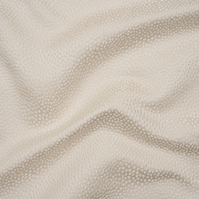 Recycled Polyester Jacquard - Ivory Little All-Over Spots - British Imported