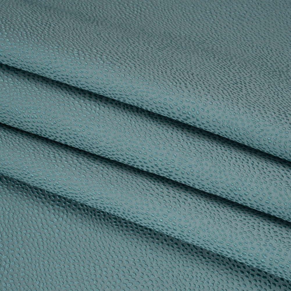 Recycled Polyester Jacquard - Teal Little All-Over Spots - British Imported - Folded