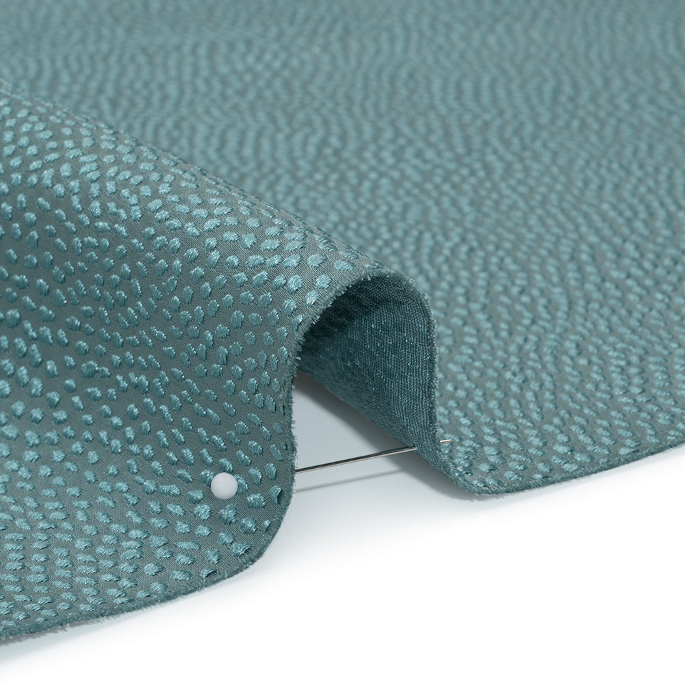 Recycled Polyester Jacquard - Teal Little All-Over Spots - British Imported - Detail