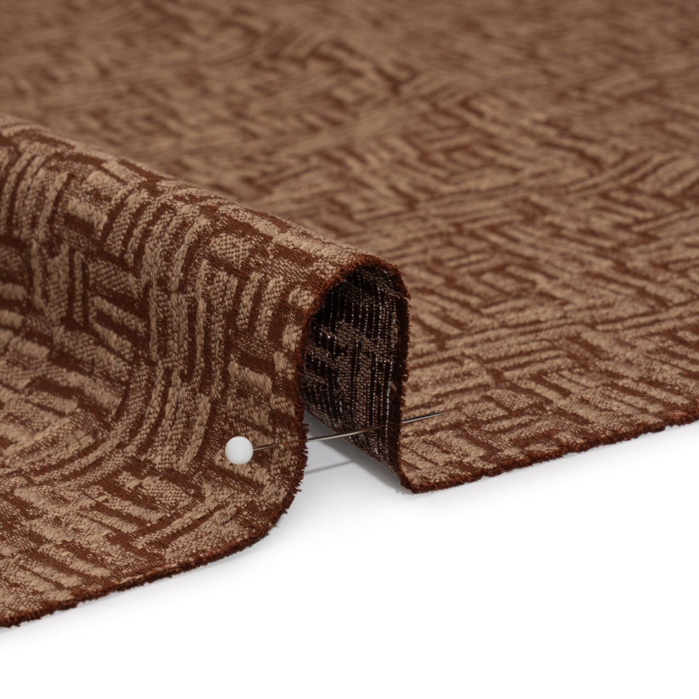 Recycled Polyester and Cotton Drapery Jacquard - Paprika Little Lines - British Imported Detail