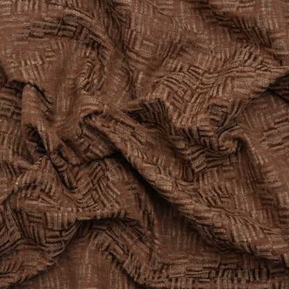 Recycled Polyester and Cotton Drapery Jacquard - Paprika Little Lines - British Imported